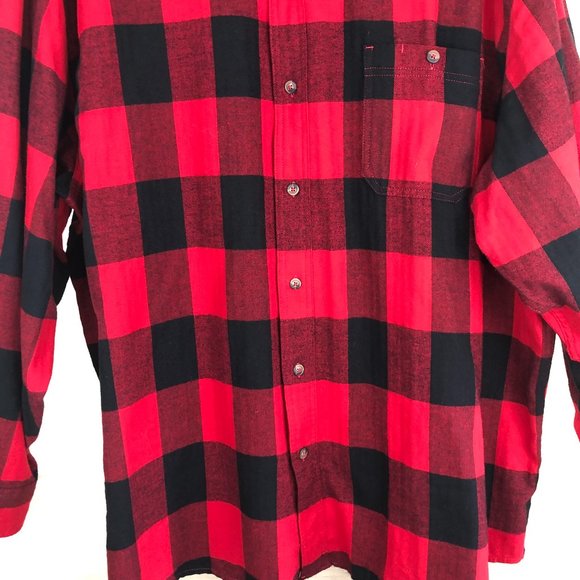 Blue Mountain Buffalo Plaid Cozy Cotton Flannel Button Down Shirt Cabincore - Picture 5 of 13